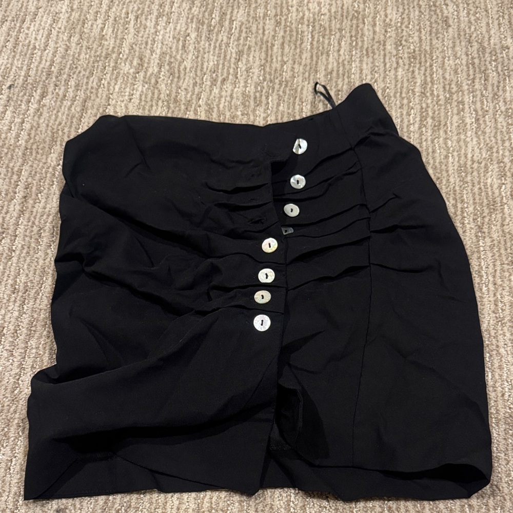 Zara Black Mini Skirt with Button-Front Detail